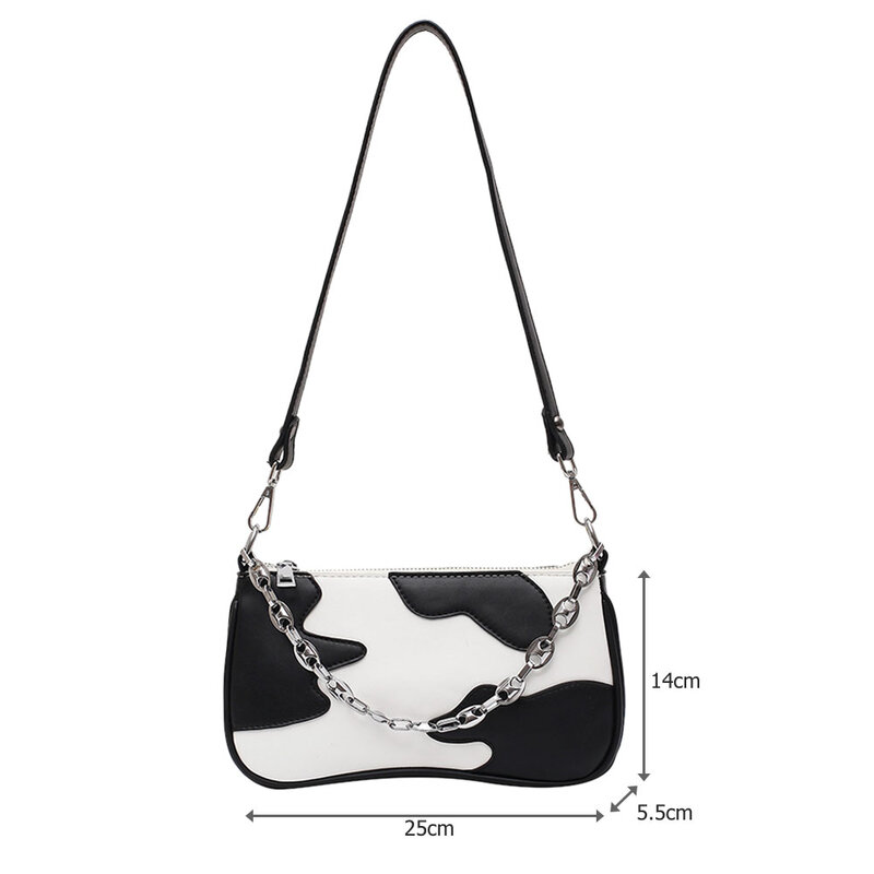 Popular Simple Female Daily Bag Women Chain Totes Shoulder Bag Cow Milk Female Leather Zipper Messenger Handbag