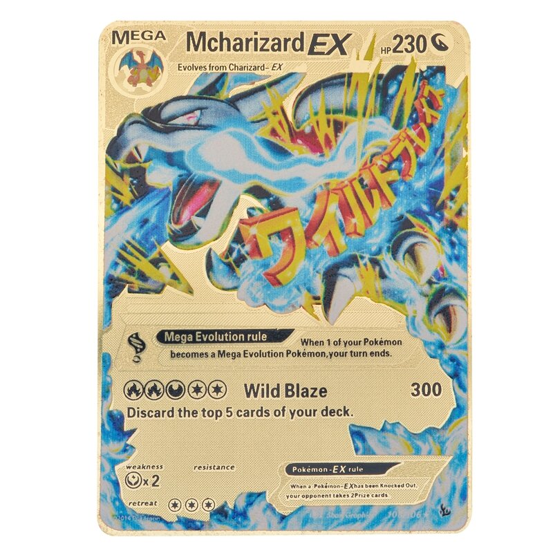 Cartas de Metal de Pokémon Vmax, Pikachu EX GX, juego de Pokémon de exhibición, cartas en inglés doradas, colección de Anime, juguete para regalos para niños