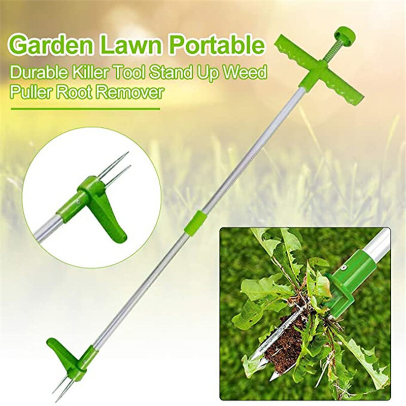 Portátil longo lidar com removedor de ervas daninhas portátil jardim gramado weeder ao ar livre quintal grama raiz extrator ferramenta jardim