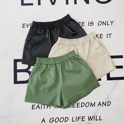 Tao Ting Li Na-pantalones cortos de piel de oveja auténtica para mujer, Shorts de primavera, E45
