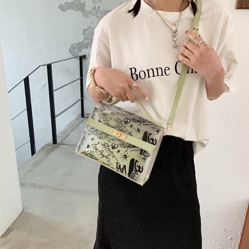 Galaretki PVC przezroczyste damskie torby trend 2021 koreański mody torebki designerskie crossbody torba dla matki fala