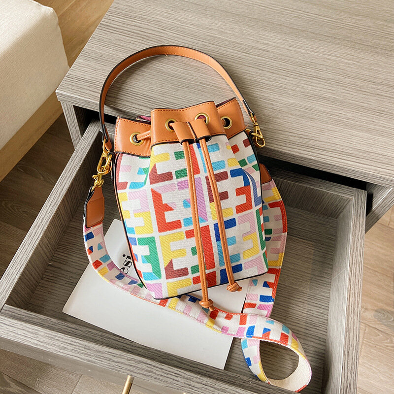 Luxury Designer Purses and Handbags for Women Brands 2021 New Bucket Bag Letter Printing Satchel Female Shoulder Bag Ladies