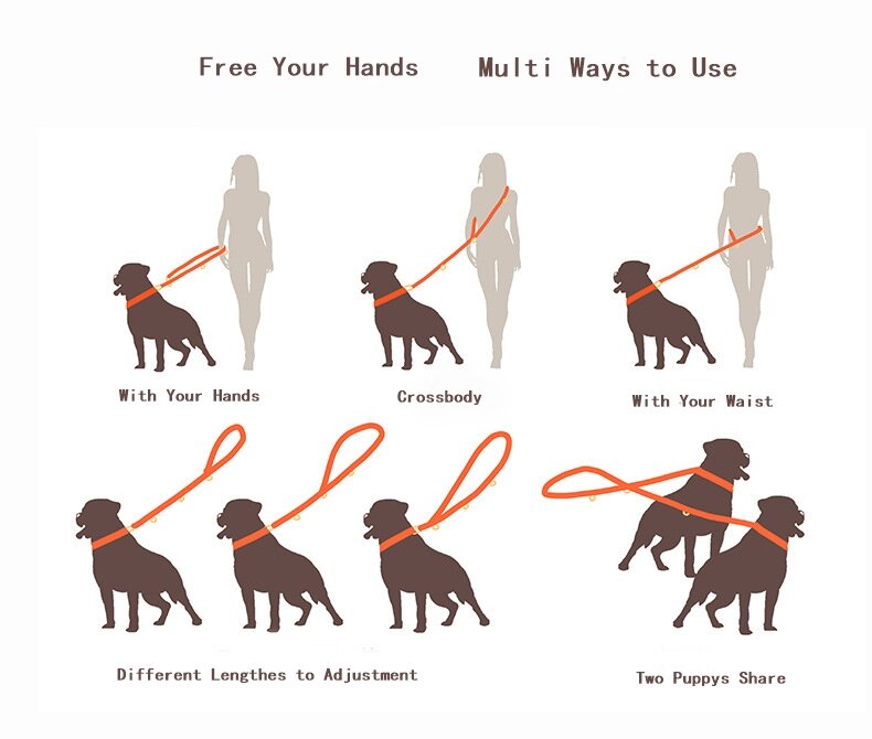 Tali Anjing untuk Anjing Besar Menengah Tali Hewan Peliharaan Pelatihan Berjalan Berjalan Keselamatan Mendaki Gunung Tali Anjing Tali, Membuat dari Padie
