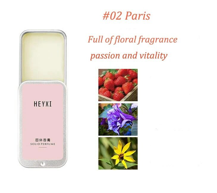 ポータブル固体香水の持続バームボディ香水花フルーツ香り花クリーム女性パルファムなしアルコール1個