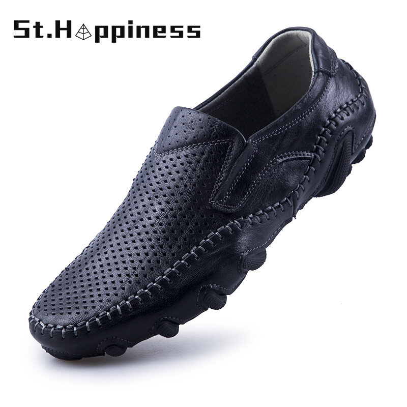 2021 Summer New Men Casual Shoes Luxury Brand Genuine Leather Loafers Moccasins Men Shoes Fashion Slip On Driving Shoes Big Size