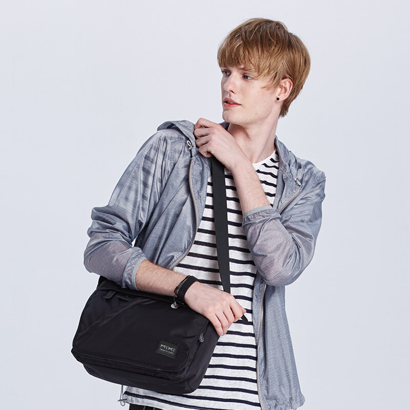 Mixi Fashion – sac à bandoulière décontracté pour hommes, sacoche d'école en noir bleu gris 12 14 16 pouces