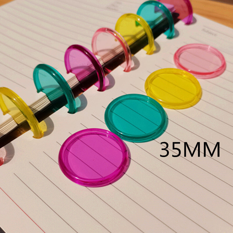Nuevo anillo de encuadernación de plástico de 35mm, hebilla de encuadernación de color de gelatina sólida, CD de encuadernación de cuaderno con agujero de seta de hoja suelta, 100 Uds.
