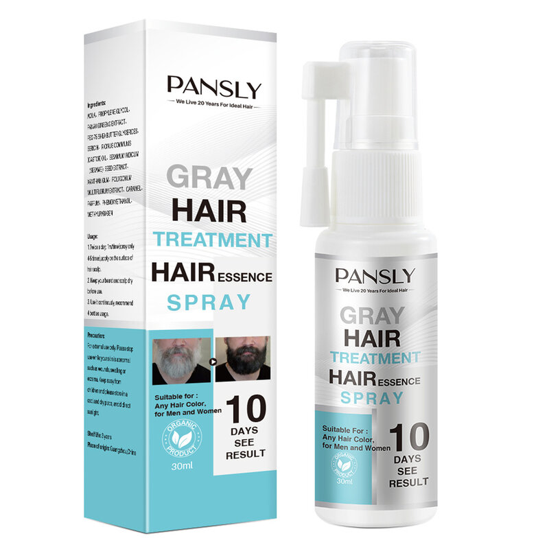 Herbal cura cabelo branco tratamento spray 30ml barba cabelo para homem