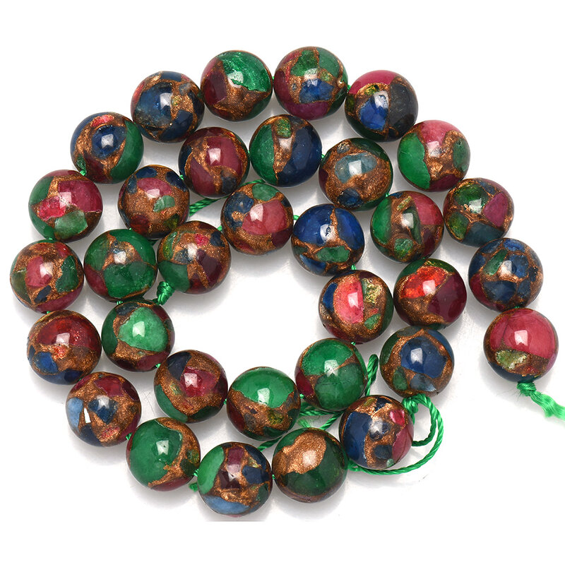 Contas soltas redondas para fabricação de joias, pingente contas coloridas natural para colar diy 6/8/10/12mm hk168