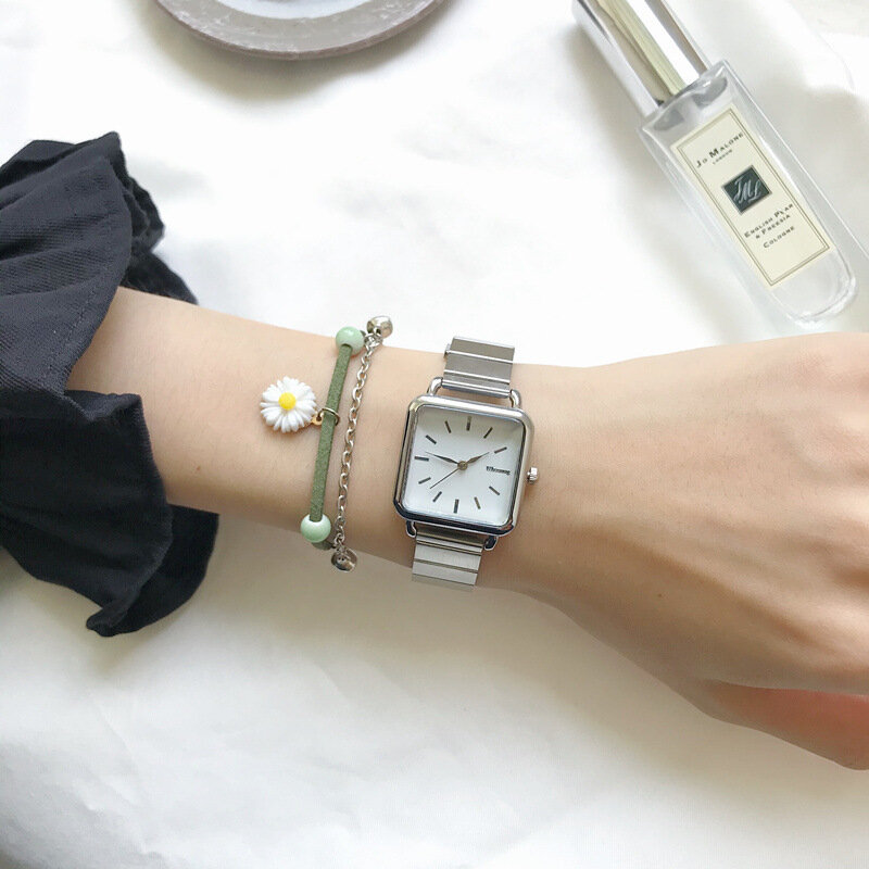 Simples prata relógios femininos ulzzang marca requintado aço inoxidável senhoras relógios de pulso moda minimalista feminino relógio de quartzo