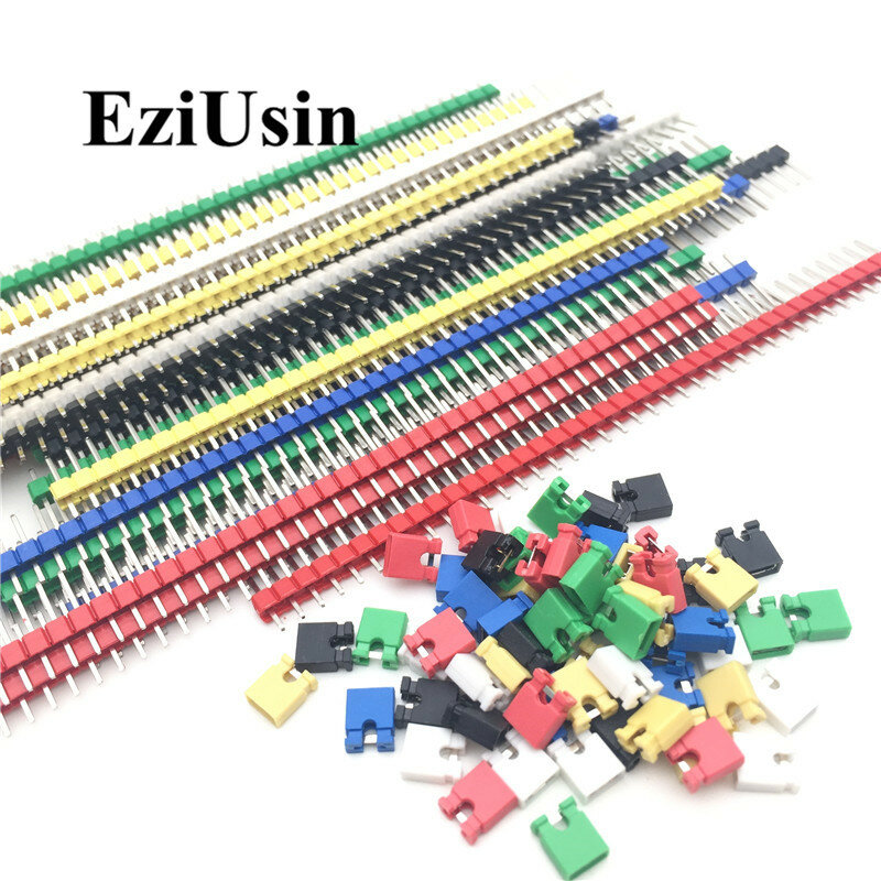 90 pz/lotto 2.54 40 Pin 1x40 singola fila maschio Breakable Pin Header connettore Strip & Jumper blocchi per Arduino colorato 2.54mm