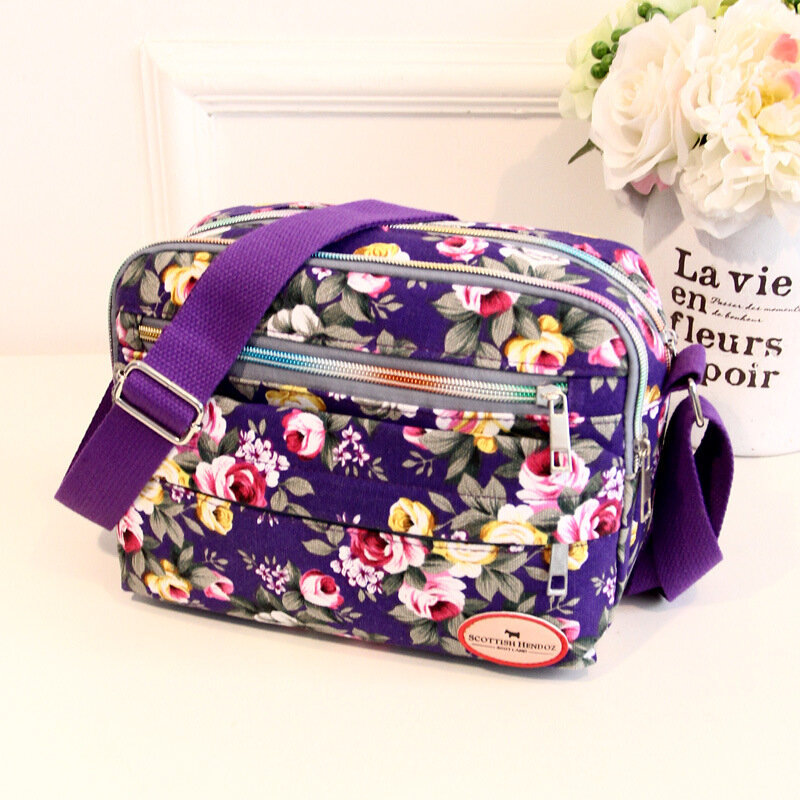 Płócienne przekątne torby na ramię damskie torby kwiatowe tkaniny na co dzień telefon komórkowy podmiejskich torby nowy modny torby