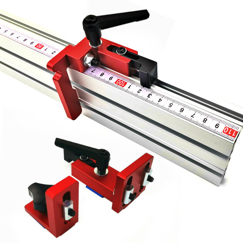 Valla de perfil de aluminio de 600mm/800mm, 75mm de altura con t-tracks y soportes deslizantes, calibrador, Conector de valla para carpintería