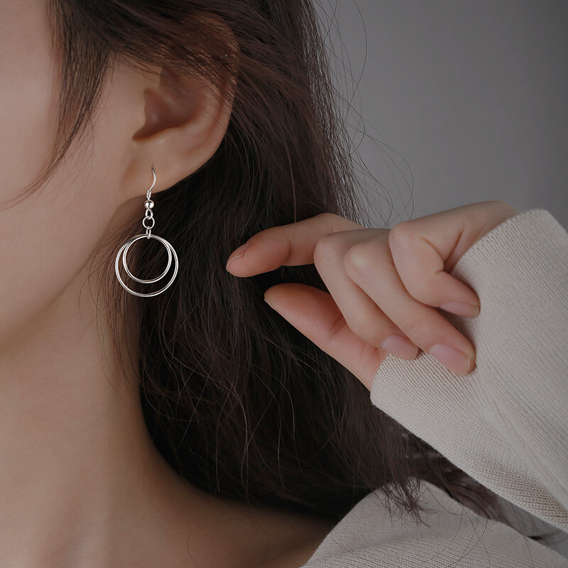 [Miss Z] round Ring Earrings 2021 New Fashion Design Sense Earrings South Korea Elegant Internet Popular Earrings Hot Sale