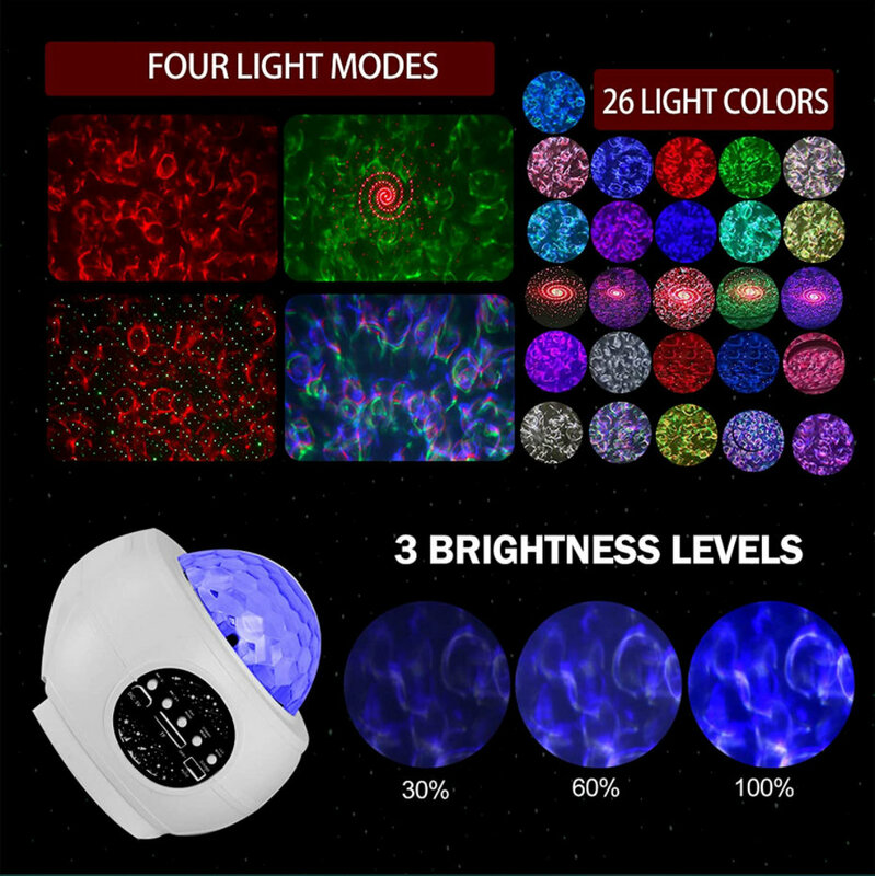 Đèn LED Bầu Trời Đầy Sao Máy Chiếu Đèn Ngủ Galaxy Máy Chiếu Sao Đại Dương Sóng Đèn Ngủ Loa Bluetooth Nhạc Cho Trẻ Em