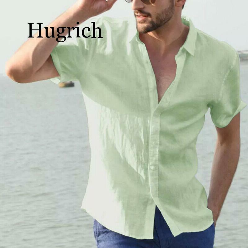 2020 핫 패션 남자 셔츠 여름 패션 단색 짧은 소매 단추 빨 코 튼 기본 캐주얼 셔츠 탑스 새로운