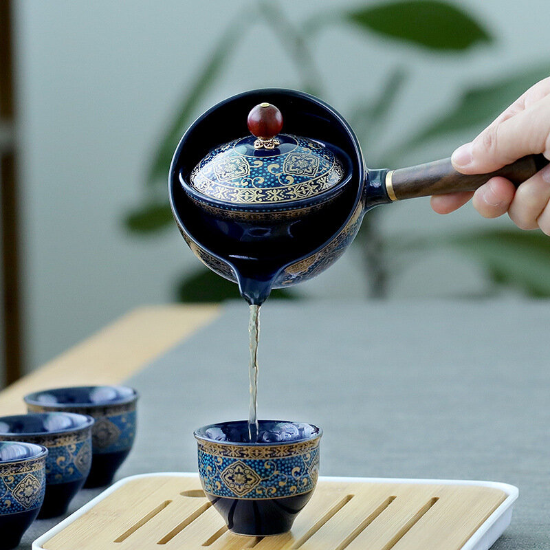 แก้วชาชุดเซรามิค Kung Fu ถ้วยชากาน้ำชาแบบพกพาชาบริการชาจีนชากลางแจ้งเครื่องมือทำ