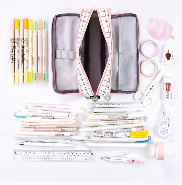 Grande capacidade caso de lápis kawaii lona caneta escola 40 pçs caneta suprimentos saco de lápis escola caixa de lápis bolsa de papelaria