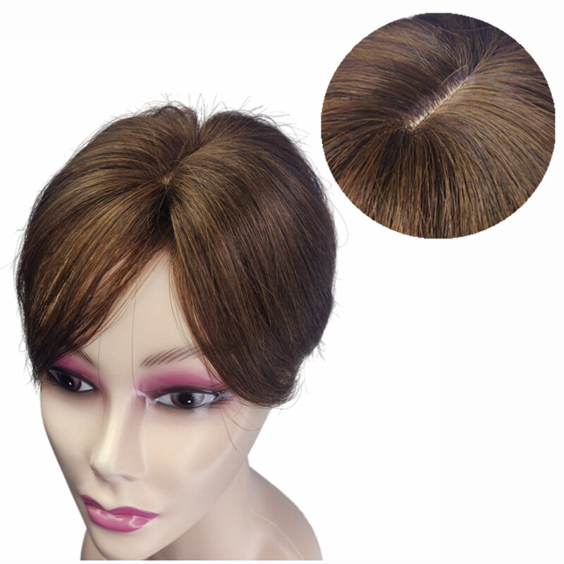 Halo Lady Braziliaanse 8X10Cm Human Hair Extensions Clip In Haarstukken Verhogen Haar Volume Korte Haar Toppers Non-Remy Machine