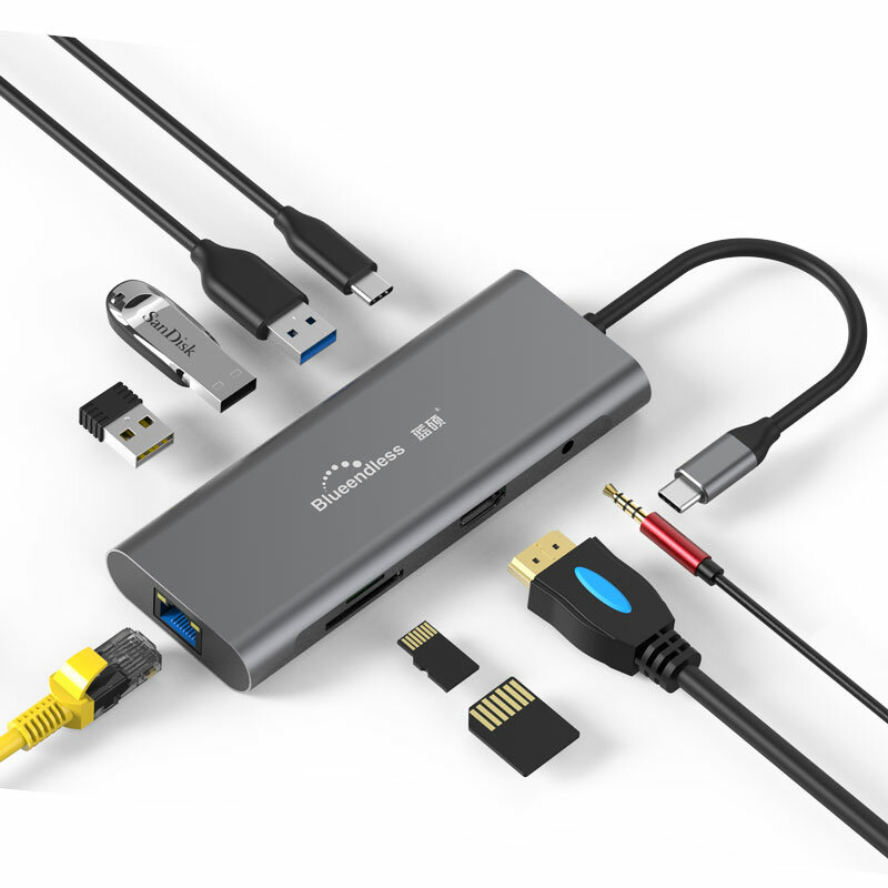 LU USB-C-concentrador de puertos USB tipo C 3,1, estación de acoplamiento para ordenador portátil, divisor de 3 puertos USB C a Multi USB 3,0, adaptador HDMI para MacBook Pro