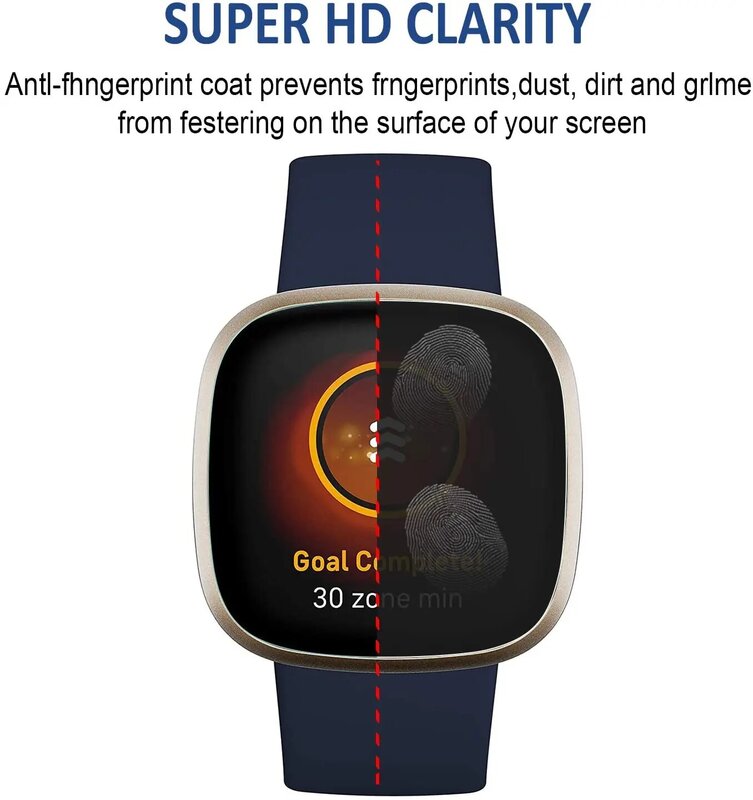 Película protectora suave de TPU HD para reloj inteligente Fitbit, funda protectora de pantalla completa para Fitbit Versa3, 2 uds.