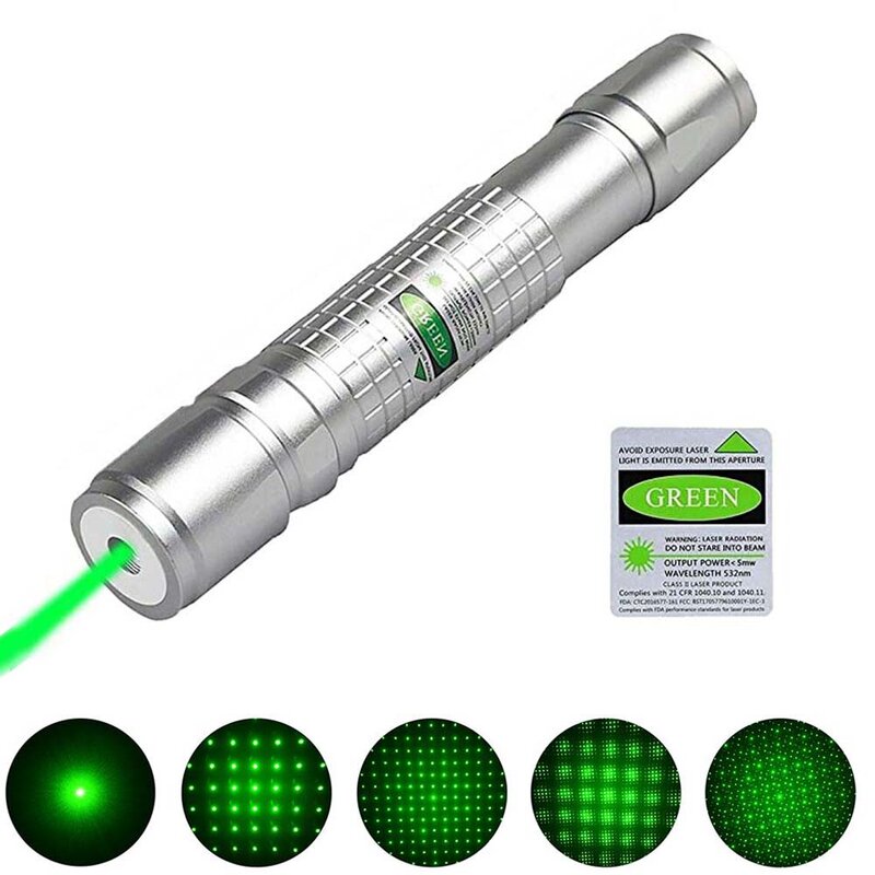 532nm 8000M 고성능 녹색 레이저 포인터 조정 가능한 초점 별 모양 빛 펜 Lazer 광속 군 녹색 레이저