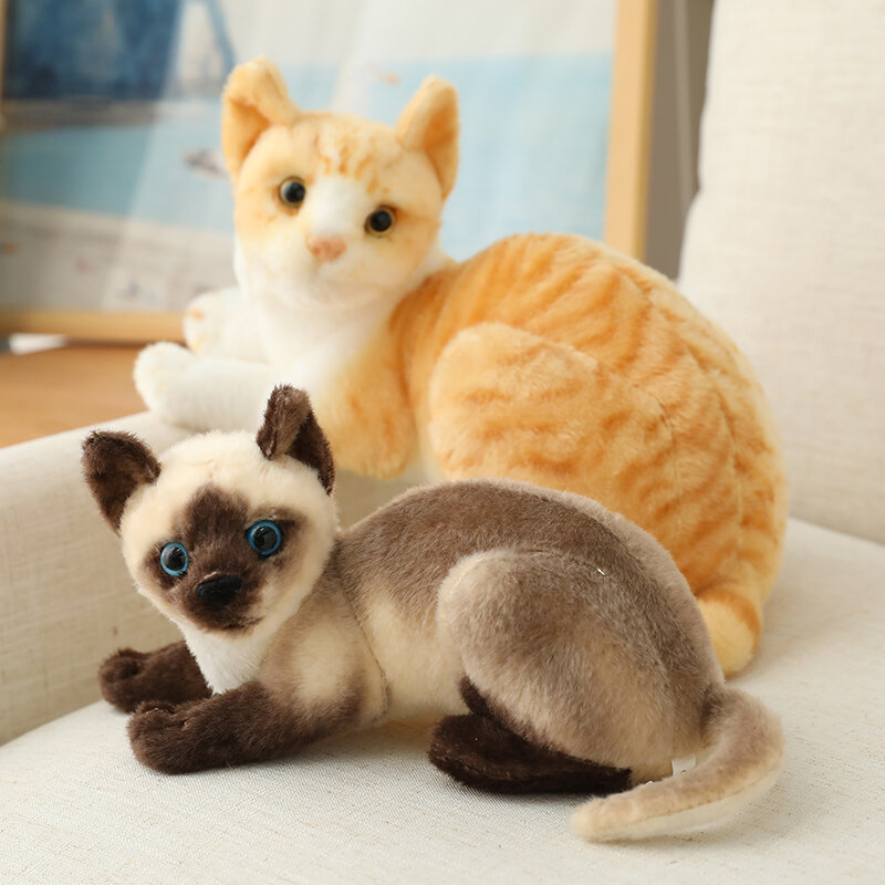 Almohada de simulación de animales para niños, juguetes de peluche de gato americano, tailandesa y Siamés, muñeco realista para decoración del hogar, regalos para niños