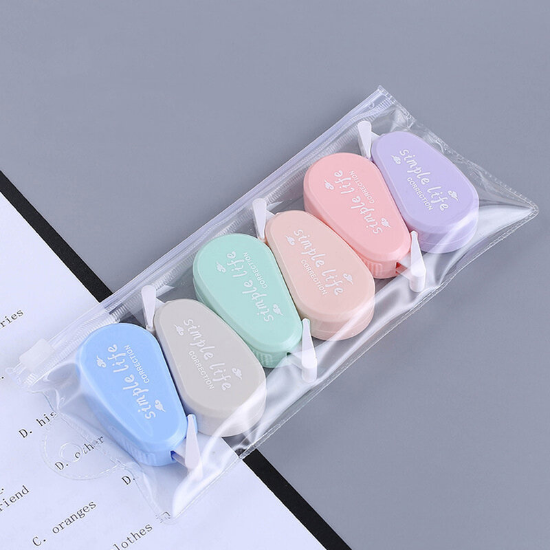 Cintas de corrección de Color Macaron, cinta blanca de secado rápido, cinta de corrección de Color Morandi, ancho, 6 piezas