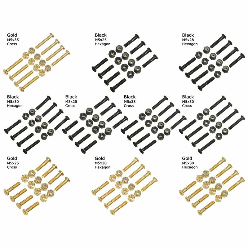 8 conjuntos de alta qualidade preto/ouro m5 acessórios hardwares porcas longboard peças skate parafusos montagem ferragem