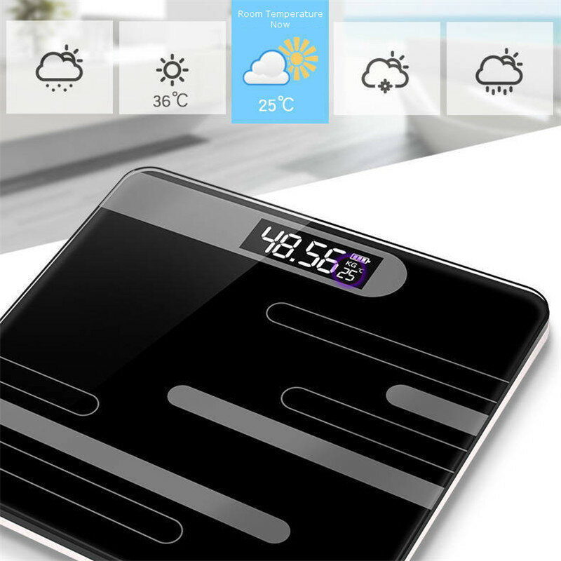 Báscula de baño para suelo y cuerpo, peso corporal Digital, pantalla LCD, báscula electrónica inteligente de vidrio