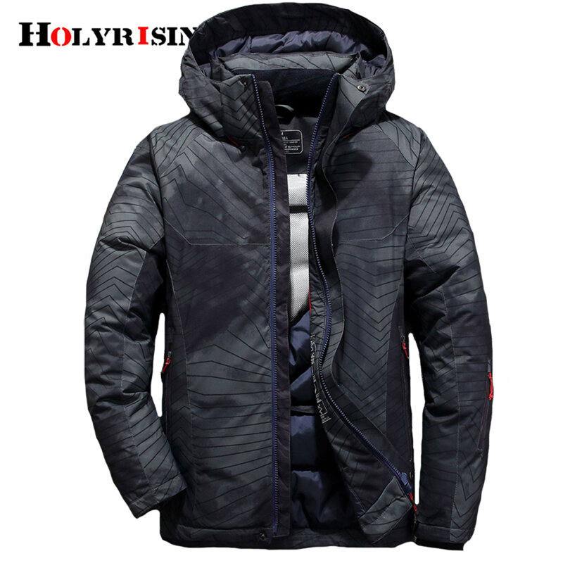 Holyrising Luxury ลงเสื้อแจ็คเก็ตผู้ชายยี่ห้อเป็ดสีขาวลง Streetwear Camouflage ฤดูหนาวของแข็งเสื้อแจ็คเก็ตอุ่นสำห...