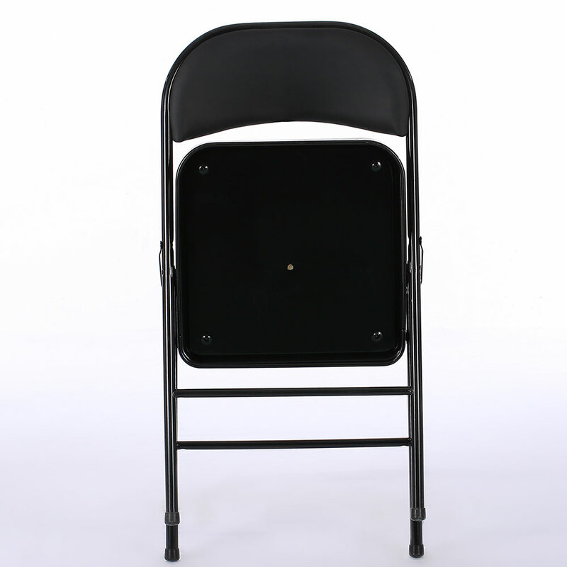 4 pezzi sedia per conferenze ed mostre nero elegante pieghevole facile da riporre sedia portatile in ferro e PVC Set spedizione diretta negli stati uniti