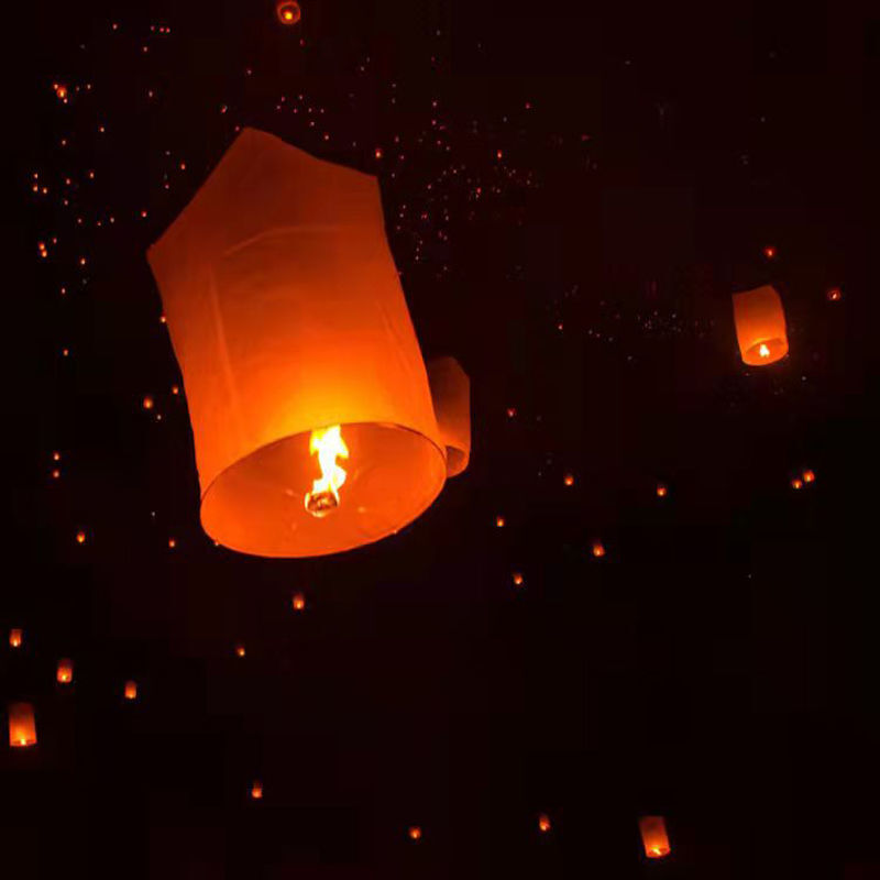 Lanterne de vœux en papier chinois, décoration de fête en plein Air, mariage, anniversaire, cadeau de vacances, lampes à bougie volante, stylo gratuit, lanterne Air Kong Ming