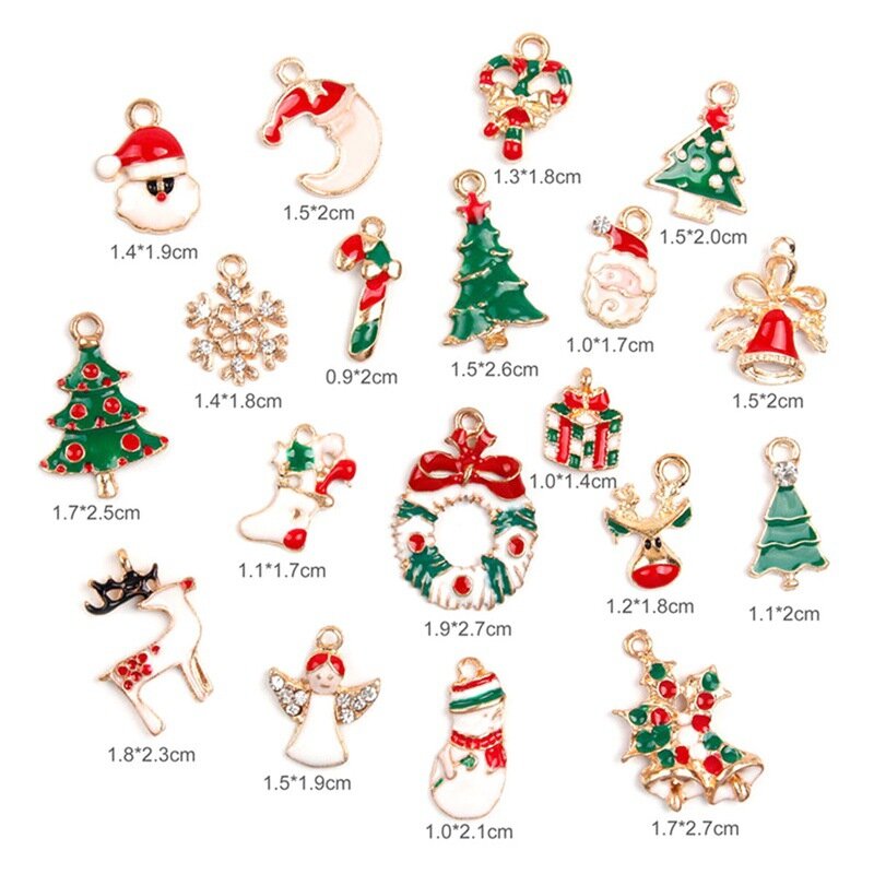 8pcs Mixed Christmas Pendant Enamel Charms Ornaments Beads For Bracelet Earrings Jewelry Making Xmas Tree Pendants New Year