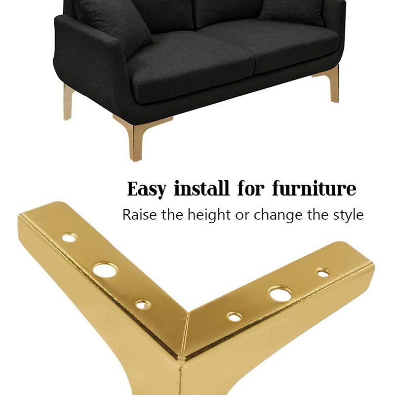 Novo 4 pces 4-Polegada pernas móveis estilo moderno sofá de metal rosa ouro triplo-pés encurralados para armário de mesa