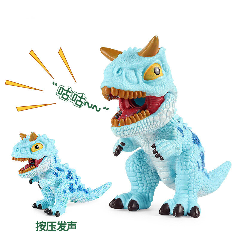 Modelo de dinosaurio de silicona para niños, tiranosaurio hueco, Triceratops, cabeza hinchada, juguete con sonido