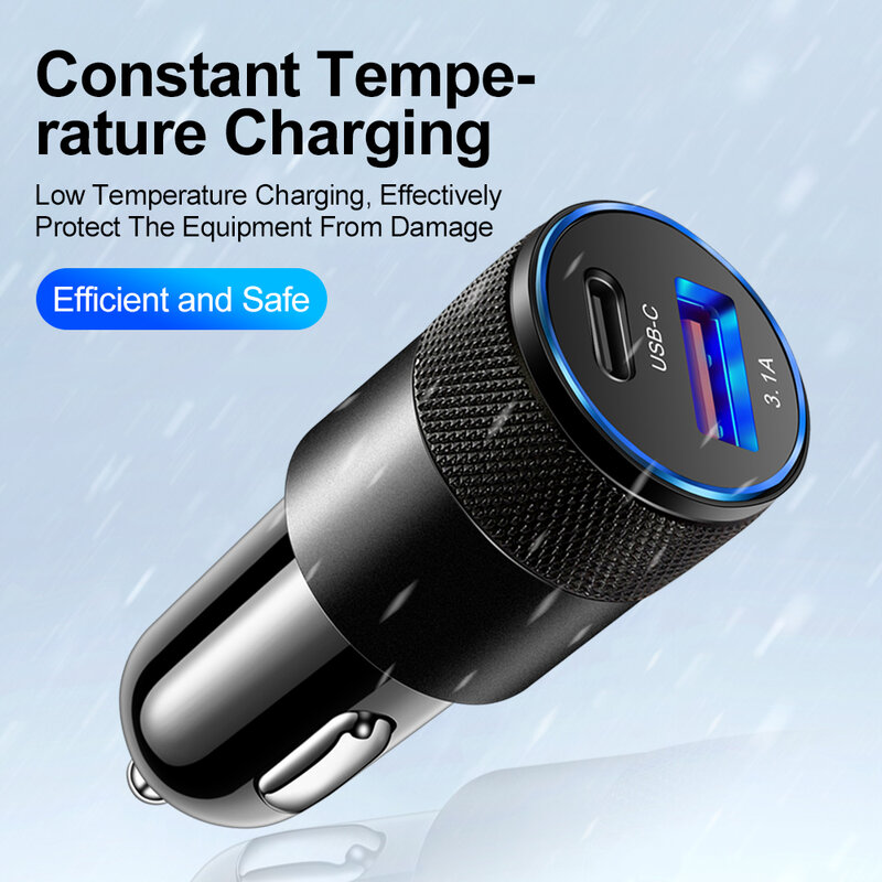 Car Charger Type C USB C Fast USB Charger สำหรับ iPhone 13 12 Xiaomi รถชาร์จ Quick Charge 3.0แบบพกพาโทรศัพท์มือถือ PD Charger