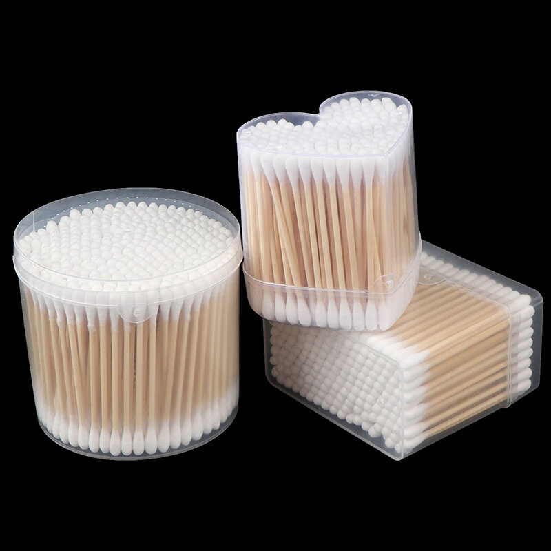 Women Makeup Cotton Buds Tip For Medical Wood Sticks Nose Ears Cleaning Health Care Tools 150/200/300pcs Double Head Cotton Swab
