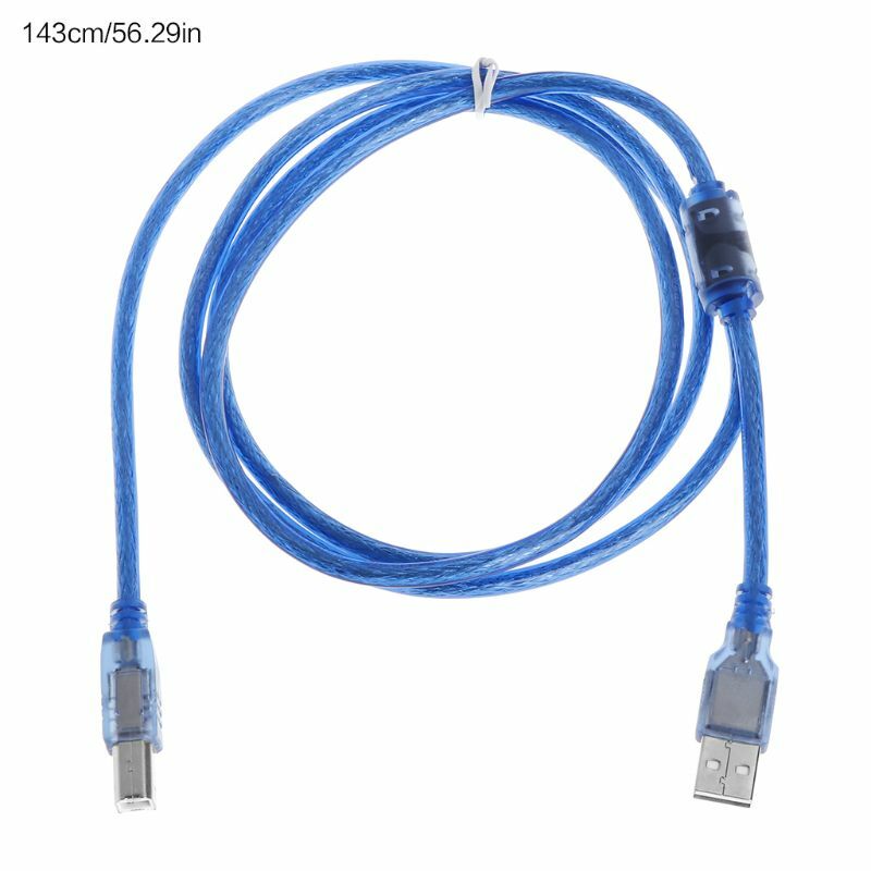 High Speed Transparent Blue USB 2.0 Printer Cable Type A Male to Type B Male Dual Shielding for 0.3m, 1m, 1.5m, 2.6m
