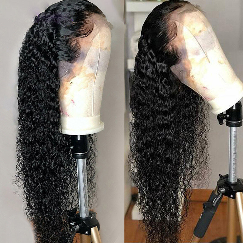 Onda profunda solta peruca frontal hd glueless cheia do laço perucas de cabelo humano para as mulheres 30 Polegada molhado e ondulado encaracolado onda de água peruca dianteira do laço