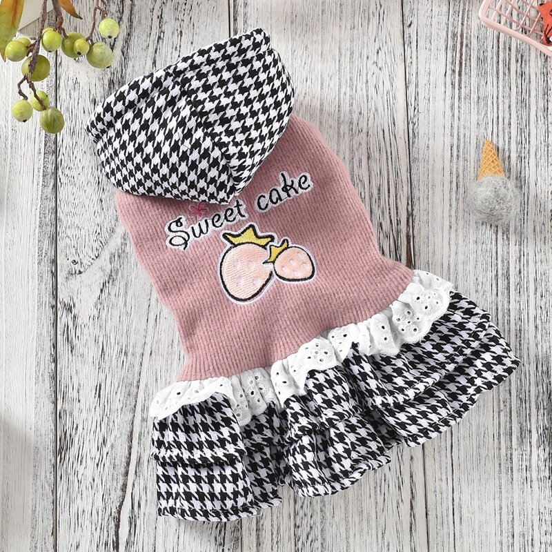 Sweet Cake Winter Pet Dresses For Puppies French Bulldog Terrier Dog Cat Animal Hoodie Coat With Fur Party S XXL Drop Shipping