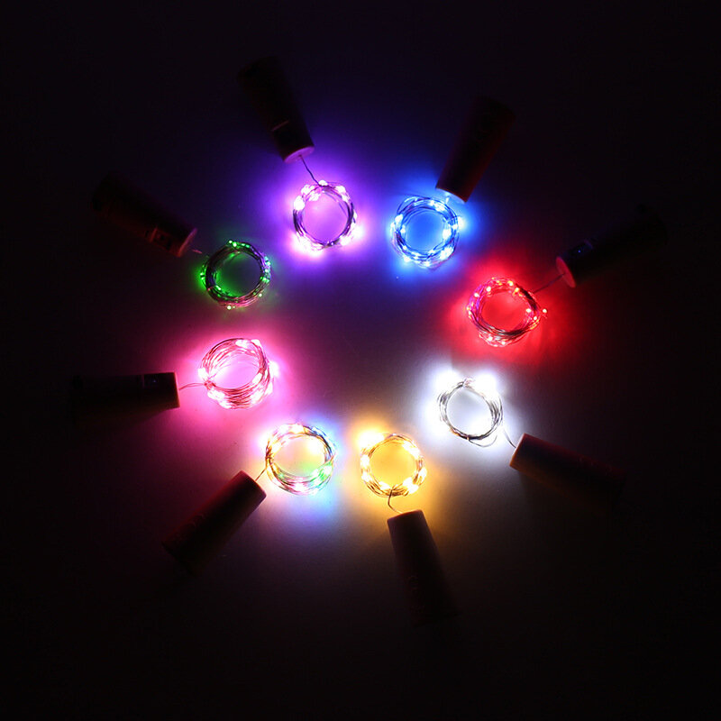Led Copper Wire Bottle Stopper String Lights 2M 20 Leds Fairy Holiday Wine Art RGB Bottle Cork DIY Decor For Xmas Party Wedding