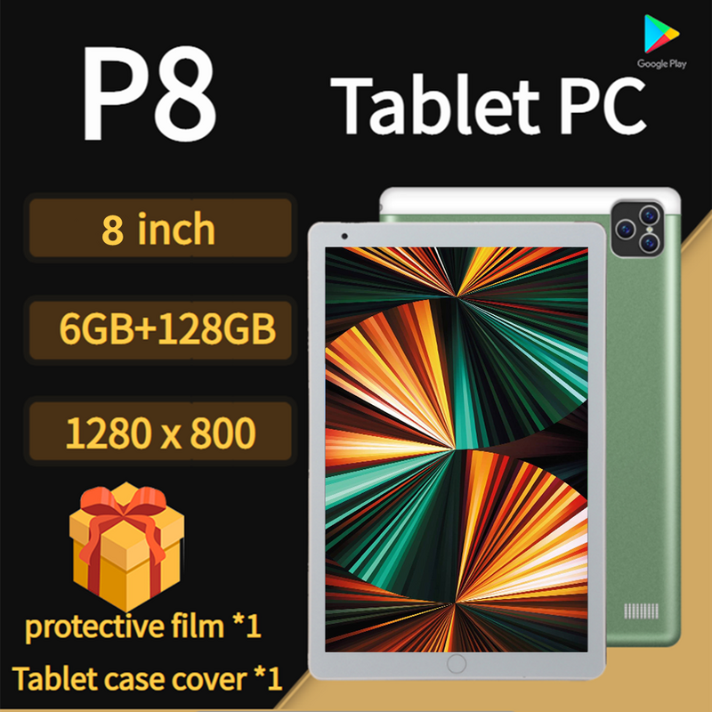 Tablet PC P80 Tablet Grafis 8 Inci Tablet Android 10.0 Tablet 10 Core Tablet Android 6GB RAM + Tablet Layar ROM 128GB 4G/5G