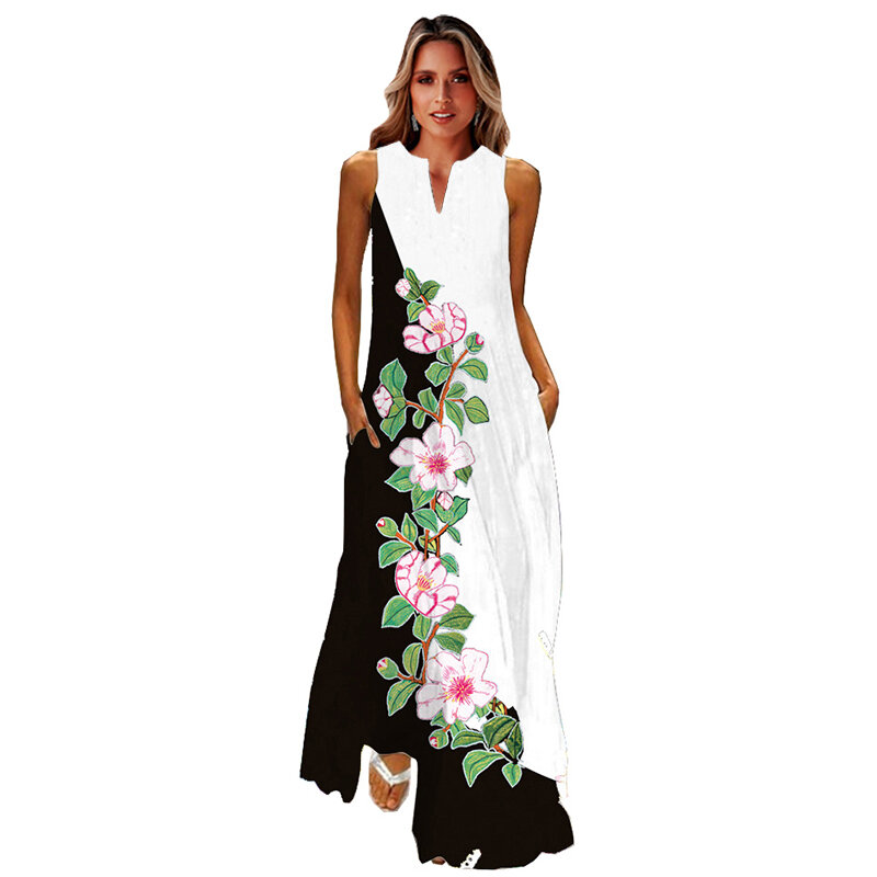 Платье MOVOKAKA женское длинное с принтом, повседневный элегантный сарафан без рукавов, большие размеры, лето 2021
