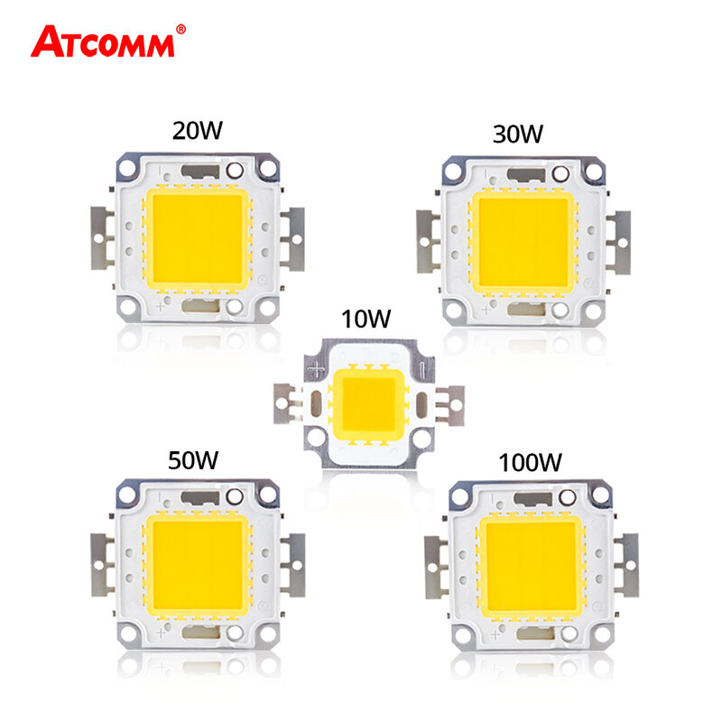 Cuentas de luz LED COB de 12V, 30V, 10W, 20W, 30W, 50W, 100W, lámpara LED integrada de alta potencia, foco de matriz de diodo, reflector cuadrado