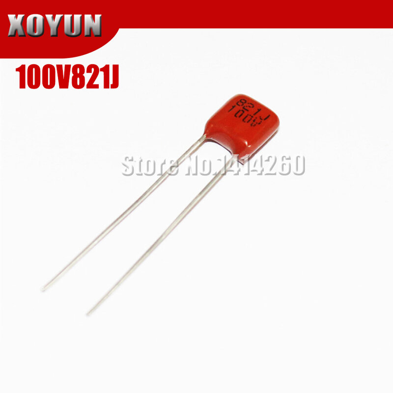 10pcs/lot CBB 100V821J Pitch 5MM 821J 100V CBB Polypropylene film capacitor