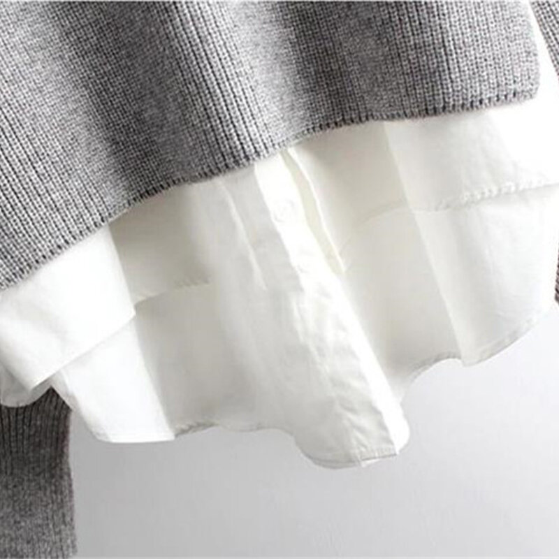 뜨개질 두꺼운 패치 워크 여성 스웨터 긴 소매 느슨한 특대 한국 풀오버 2020 가을 겨울 캐주얼 따뜻한 옷감