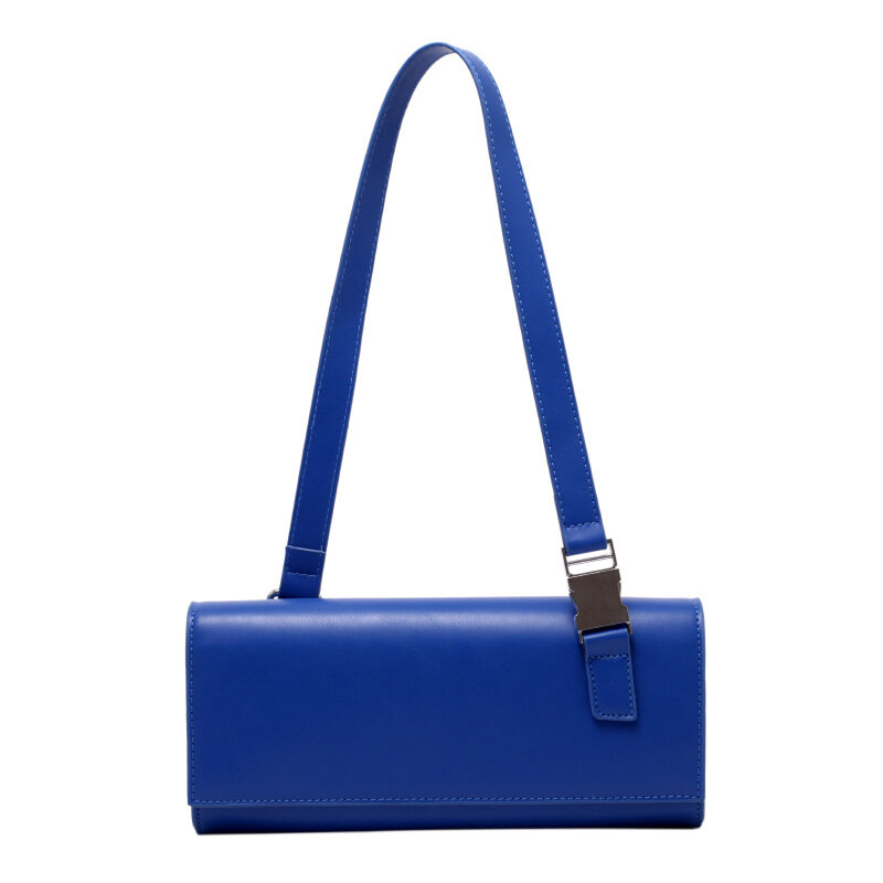 Роскошная брендовая кожаная сумка для женщин, новинка 2021, однотонная сумка через плечо с пряжкой и кошельки, сумочка-Багет, дизайнерская сум...