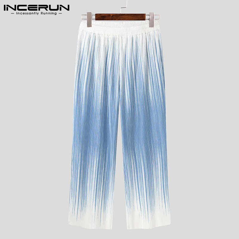 INCERUN – pantalon Long pour hommes, taille haute, dégradé masculin, bien ajusté, mode, ample, 2 couleurs, S-5XL, 2021