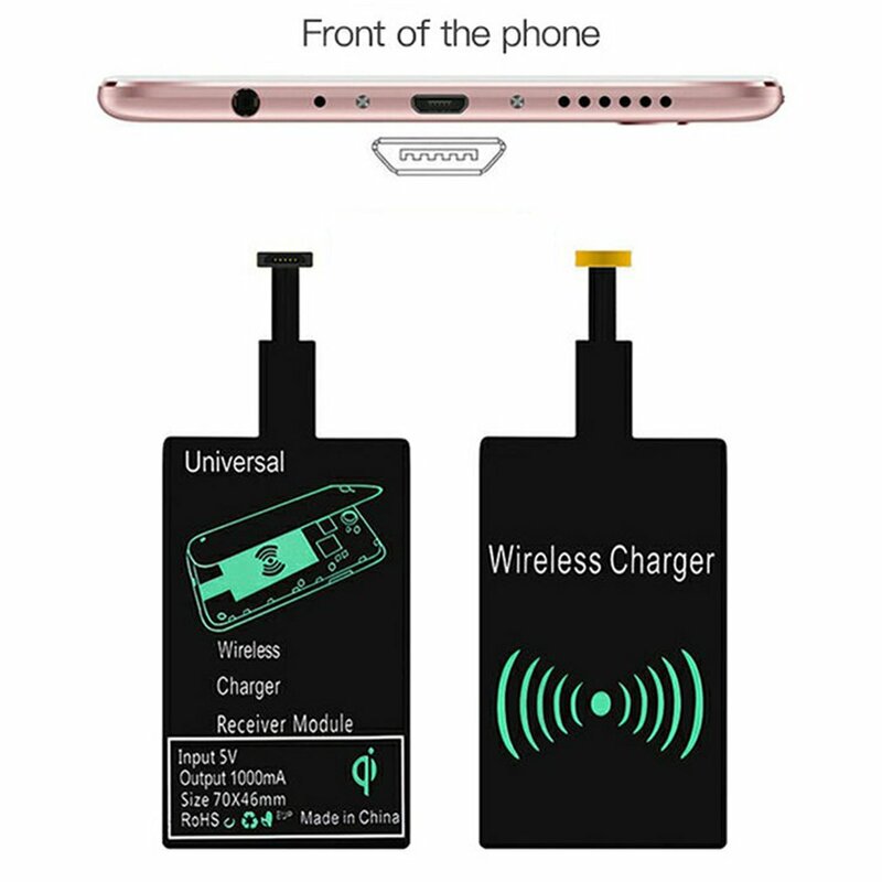 Récepteur de charge sans fil universel, adaptateur de charge LED Micro USB Type C pour iPhone 5 6 7 Android récepteur à Induction